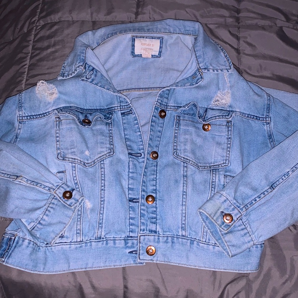 Classic Denim Ripped Jean Jacket
